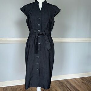 Calvin Klein dark grey button up capped sleeve dress